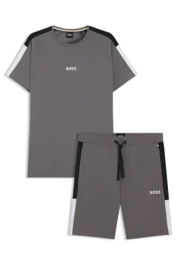Cotton-blend pyjamas with contrast inserts