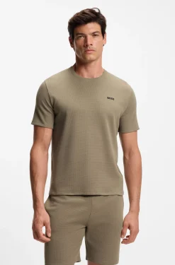 Cotton-blend pyjama T-shirt with embroidered logo