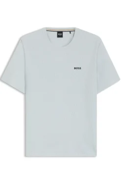 Cotton-blend pyjama T-shirt with embroidered logo