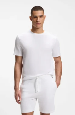 Cotton-blend pyjama T-shirt with embroidered logo