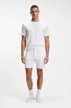 Cotton-blend pyjama T-shirt with embroidered logo