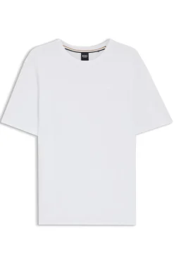 Cotton-blend pyjama T-shirt with embroidered logo
