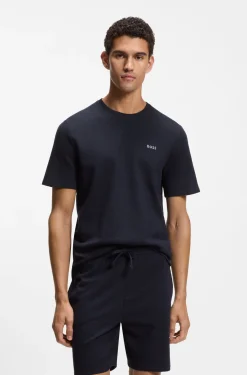Cotton-blend pyjama T-shirt with embroidered logo