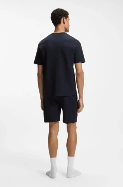 Cotton-blend pyjama T-shirt with embroidered logo