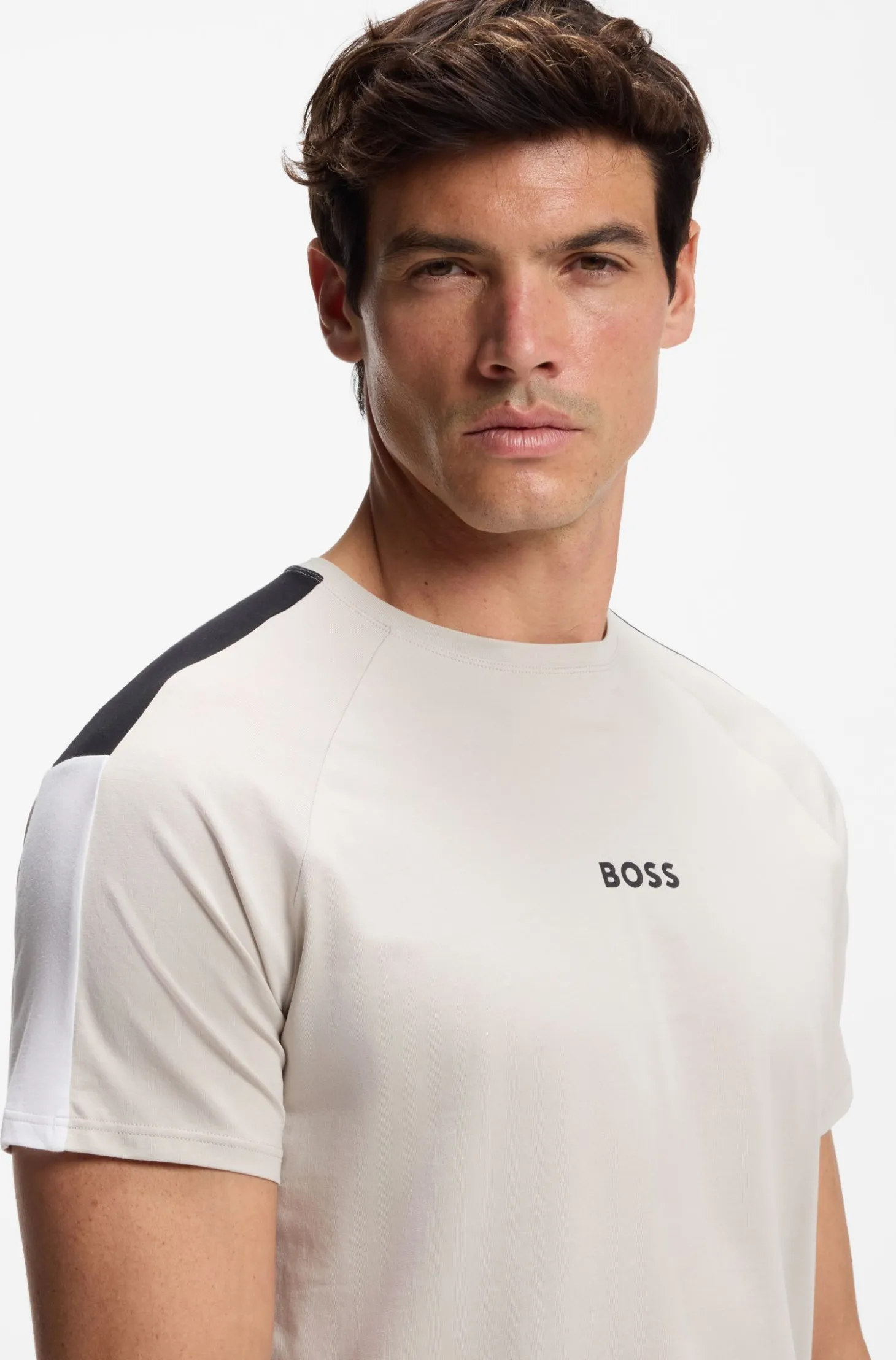 Cotton-blend pyjama T-shirt with colour-blocking