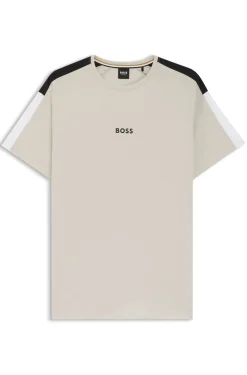 Cotton-blend pyjama T-shirt with colour-blocking