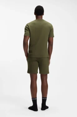 Cotton-blend pyjama T-shirt with embroidered logo