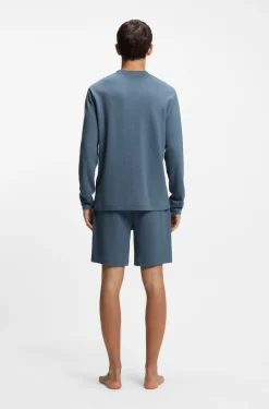 Cotton-blend pyjama T-shirt with waffle structure