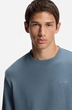 Cotton-blend pyjama T-shirt with waffle structure