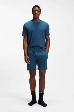 Cotton-blend pyjama T-shirt with embroidered logo