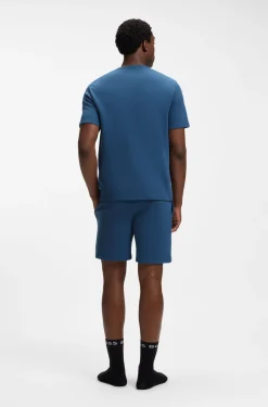 Cotton-blend pyjama T-shirt with embroidered logo