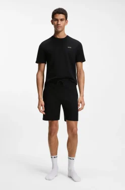 Cotton-blend pyjama T-shirt with embroidered logo