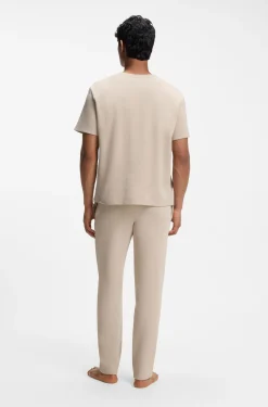 Cotton-blend pyjama T-shirt with embroidered logo