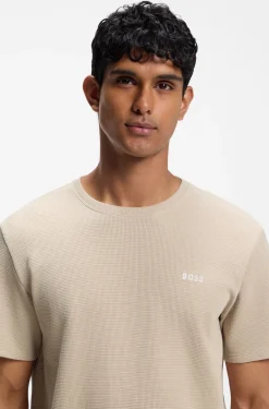 Cotton-blend pyjama T-shirt with embroidered logo