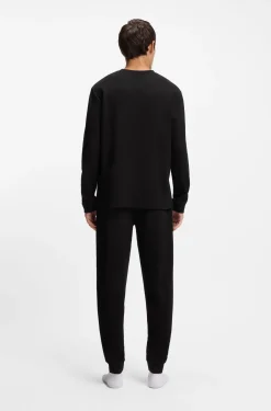 Cotton-blend pyjama T-shirt with waffle structure