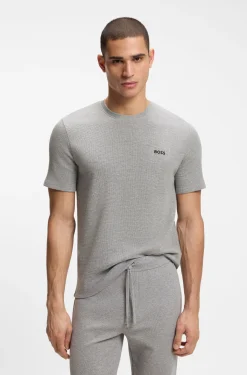Cotton-blend pyjama T-shirt with embroidered logo