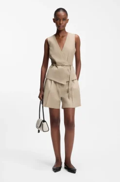 Cotton-blend shorts with chain trim