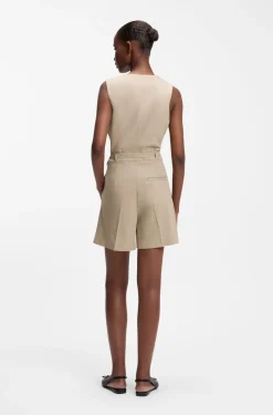 Cotton-blend shorts with chain trim