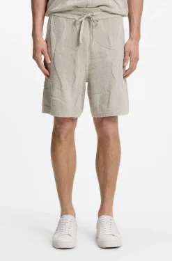 Cotton-blend shorts with knitted graphics
