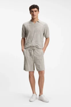 Cotton-blend shorts with knitted graphics