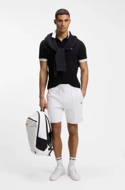 Cotton-blend shorts with piped trims