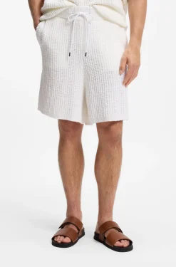 Cotton-blend shorts with rib knit