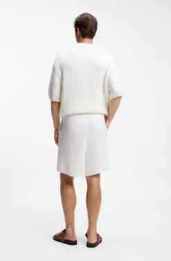 Cotton-blend shorts with rib knit