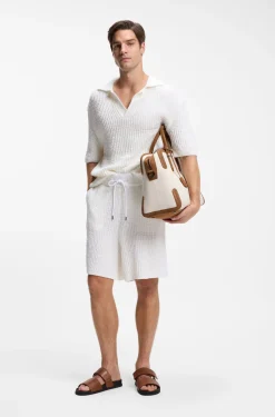 Cotton-blend shorts with rib knit