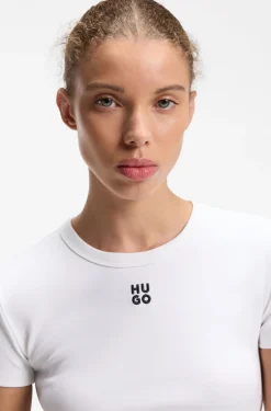 Cotton-blend slim-fit T-shirt with embroidered logo