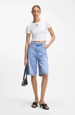 Cotton-blend slim-fit T-shirt with embroidered logo