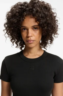 Cotton-blend slim-fit T-shirt with embroidered logo
