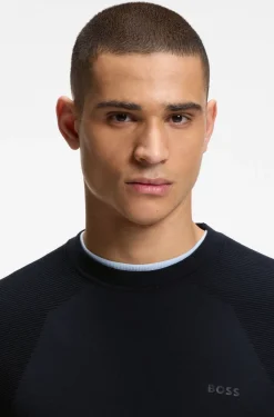 Cotton-blend sweater with bodymapping structure