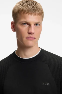 Cotton-blend sweater with bodymapping structure