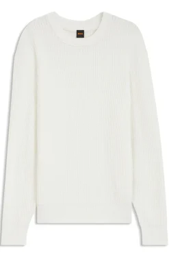 Cotton-blend sweater with 3D knitted structure