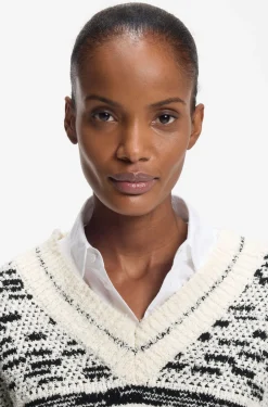 Cotton-blend sweater with jacquard pattern