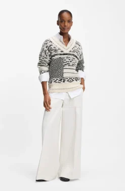 Cotton-blend sweater with jacquard pattern