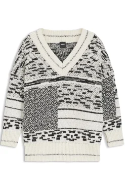 Cotton-blend sweater with jacquard pattern