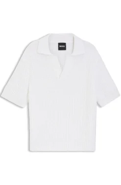 Cotton-blend sweater with Johnny collar