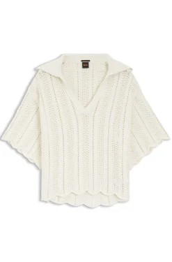 Cotton-blend sweater with knitted wave structure