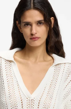 Cotton-blend sweater with knitted wave structure
