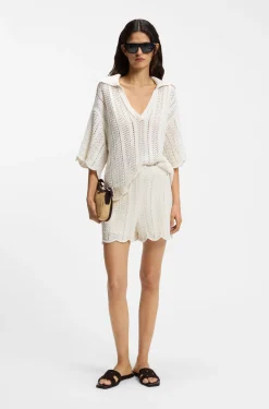 Cotton-blend sweater with knitted wave structure