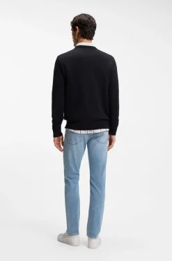 Cotton-blend sweater with logo patch