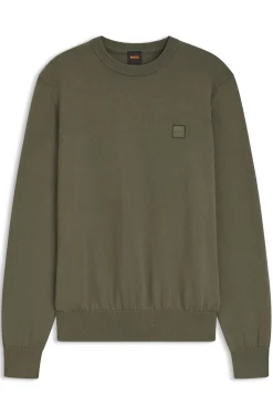 Cotton-blend sweater with logo patch