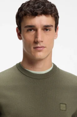 Cotton-blend sweater with logo patch