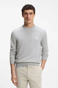 Cotton-blend sweater with logo patch
