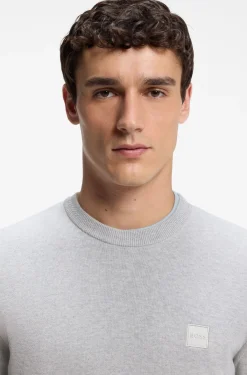 Cotton-blend sweater with logo patch