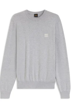 Cotton-blend sweater with logo patch