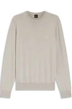 Cotton-blend sweater with logo patch