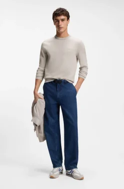 Cotton-blend sweater with logo patch