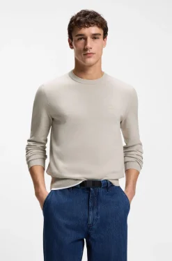 Cotton-blend sweater with logo patch